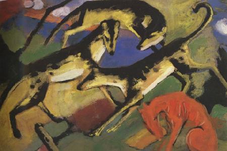 Franz Marc Playing Dogs (mk34) oil painting image